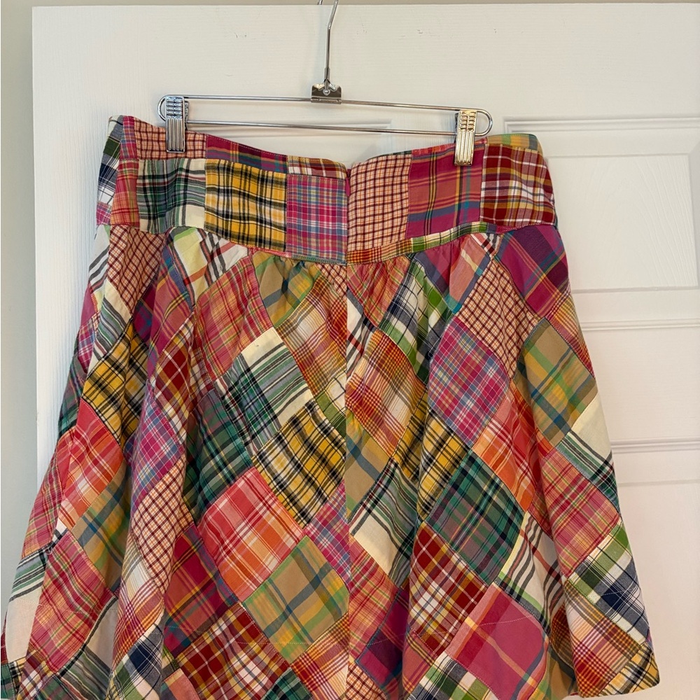Cabi Pink Multi-Plaid Patchwork Circle Skirt - image 1